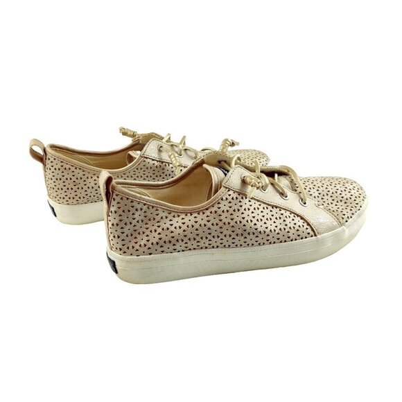 Sperry Metallic Sneaker Lace Up Top Sider Crest Activewear Platinum Gold Size 6 - Picture 9 of 13
